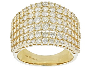 White Diamond 14k Yellow Gold Wide Band Ring 2.00ctw
