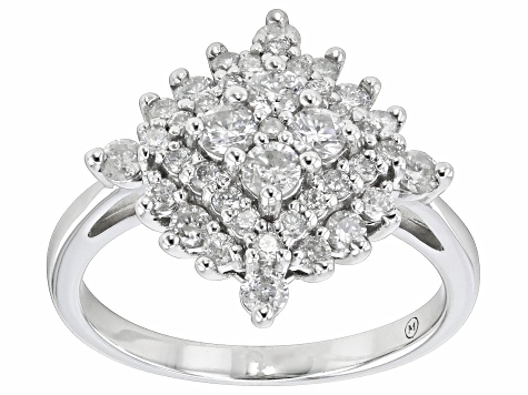 White Diamond 14k White Gold Cluster Ring 1.00ctw - DOD1041 | JTV.com