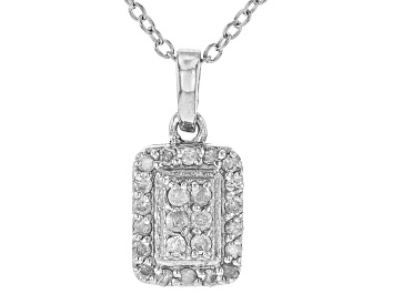 Picture of White Diamond Platinum Over Sterling Silver Cluster Pendant With 18" Cable Chain 0.30ctw