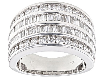 Picture of White Diamond 10k White Gold Multi-Row Ring 2.00ctw
