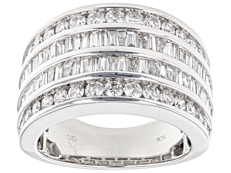 White Diamond 10k White Gold Multi-Row Ring 2.00ctw