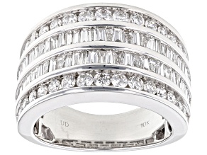 White Diamond 10k White Gold Multi-Row Ring 2.00ctw