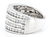 White Diamond 10k White Gold Multi-Row Ring 2.00ctw