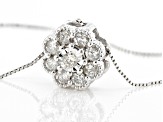 White Diamond 10k White Gold Cluster Slide Pendant With 18" Box Chain 0.50ctw