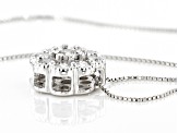 White Diamond 10k White Gold Cluster Slide Pendant With 18" Box Chain 0.50ctw