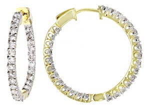 White Diamond 10k Yellow Gold Inside-Out Hoop Earrings 1.50ctw