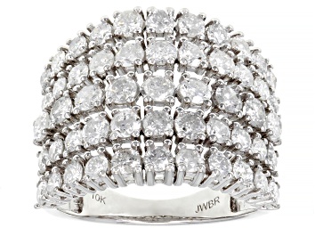 Picture of White Diamond 10k White Gold Wide Band Ring 3.00ctw