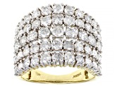 White Diamond 10k Yellow Gold Wide Band Ring 3.00ctw