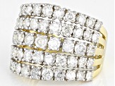 White Diamond 10k Yellow Gold Wide Band Ring 3.00ctw