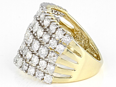 White Diamond 10k Yellow Gold Wide Band Ring 3.00ctw