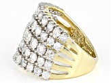 White Diamond 10k Yellow Gold Wide Band Ring 3.00ctw
