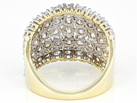White Diamond 10k Yellow Gold Wide Band Ring 3.00ctw