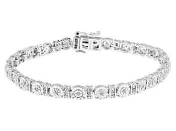Picture of White Diamond Rhodium Over Sterling Silver Tennis Bracelet 0.25ctw