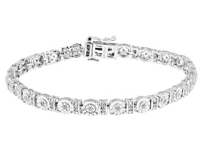 White Diamond Rhodium Over Sterling Silver Tennis Bracelet 0.25ctw