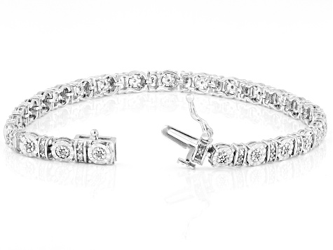 White Diamond Rhodium Over Sterling Silver Tennis Bracelet 0.25ctw