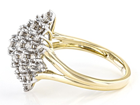 Champagne Diamond 10k Yellow Gold Cluster Ring 2.00ctw