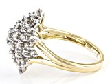 Champagne Diamond 10k Yellow Gold Cluster Ring 2.00ctw