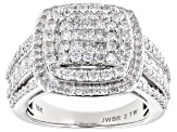 White Diamond 10k White Gold Cluster Ring 2.00ctw