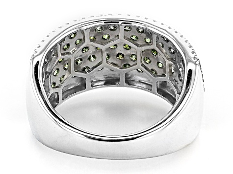 green diamond silver ring