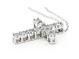 White Diamond Rhodium Over Sterling Silver Cross Pendant With Chain 0.25ctw