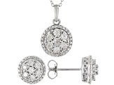 White Diamond Rhodium Over Sterling Silver Earrings and Pendant Jewelry Set 0.50ctw