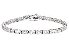 White Diamond Rhodium Over Sterling Silver Tennis Bracelet 0.25ctw