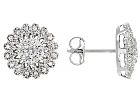 50ctw cluster 14k earrings diamond gold jtv