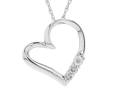 10k white gold diamond heart pendant