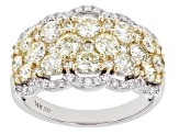 Natural Yellow And White Diamond 14K White Gold Wide Band Ring 2.00ctw