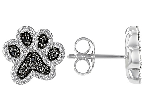 silver paw print earrings