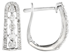 White Diamond 10K White Gold Hoop Earrings 0.75ctw