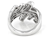 White Diamond Rhodium Over Sterling Silver Bypass Ring 1.00ctw