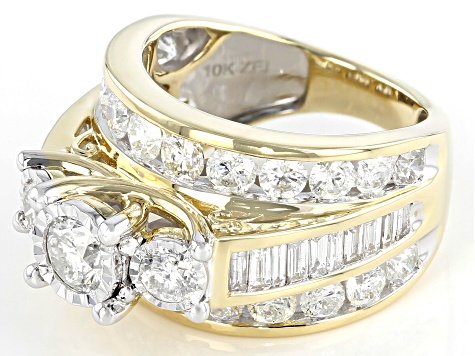 White Diamond 10k Yellow Gold 3 Stone Bridge Ring 4 00ctw Dod456 Jtv Com