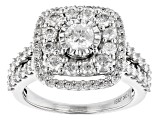 White Diamond 10K White Gold Cluster Ring With Matching Band 2.00ctw