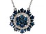 Blue Diamond Rhodium Over Sterling Silver Cluster Necklace 0.80ctw