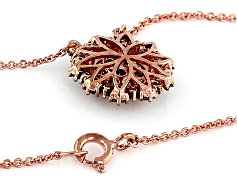 Champagne Diamond 14K Rose Gold Over Sterling Silver Cluster Necklace 0.80ctw