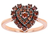 Red Diamond 14K Rose Gold Over Sterling Silver Heart Cluster Ring 0.65ctw