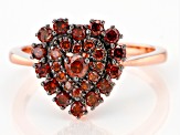 Red Diamond 14K Rose Gold Over Sterling Silver Heart Cluster Ring 0.65ctw