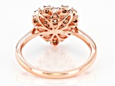 Champagne Diamond 14K Rose Gold Over Sterling Silver Heart Cluster Ring 0.65ctw
