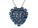 Blue Diamond Rhodium Over Sterling Silver Heart Cluster Pendant With Chain 0.75ctw