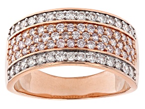 Natural Pink And White Diamond 14K Rose Gold Wide Band Ring 0.85ctw