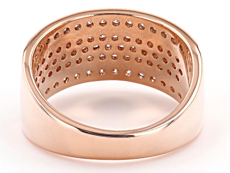 Natural Pink And White Diamond 14K Rose Gold Wide Band Ring 0.85ctw
