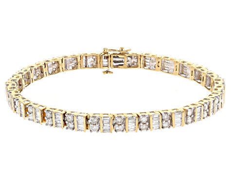 White Diamond 14K Yellow Gold Tennis Bracelet 4.00ctw