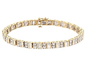 White Diamond 14K Yellow Gold Tennis Bracelet 4.00ctw