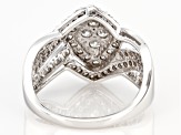 White Diamond 10K White Gold Cluster Ring 1.00ctw