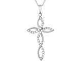 White Diamond 10K White Gold Cross Pendant With Chain 0.35ctw
