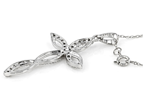 White Diamond 10K White Gold Cross Pendant With Chain 0.35ctw