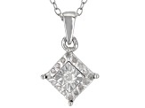 White Diamond Rhodium Over Sterling Silver Earrings And Pendant Jewely Set 0.20ctw