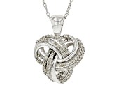 White Diamond Rhodium Over Sterling Silver Cluster Pendant With Chain 0.45ctw