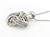 White Diamond Rhodium Over Sterling Silver Cluster Pendant With Chain 0.45ctw